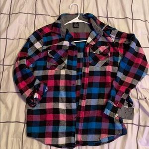 men’s flannel size M. blue, white, pink, black